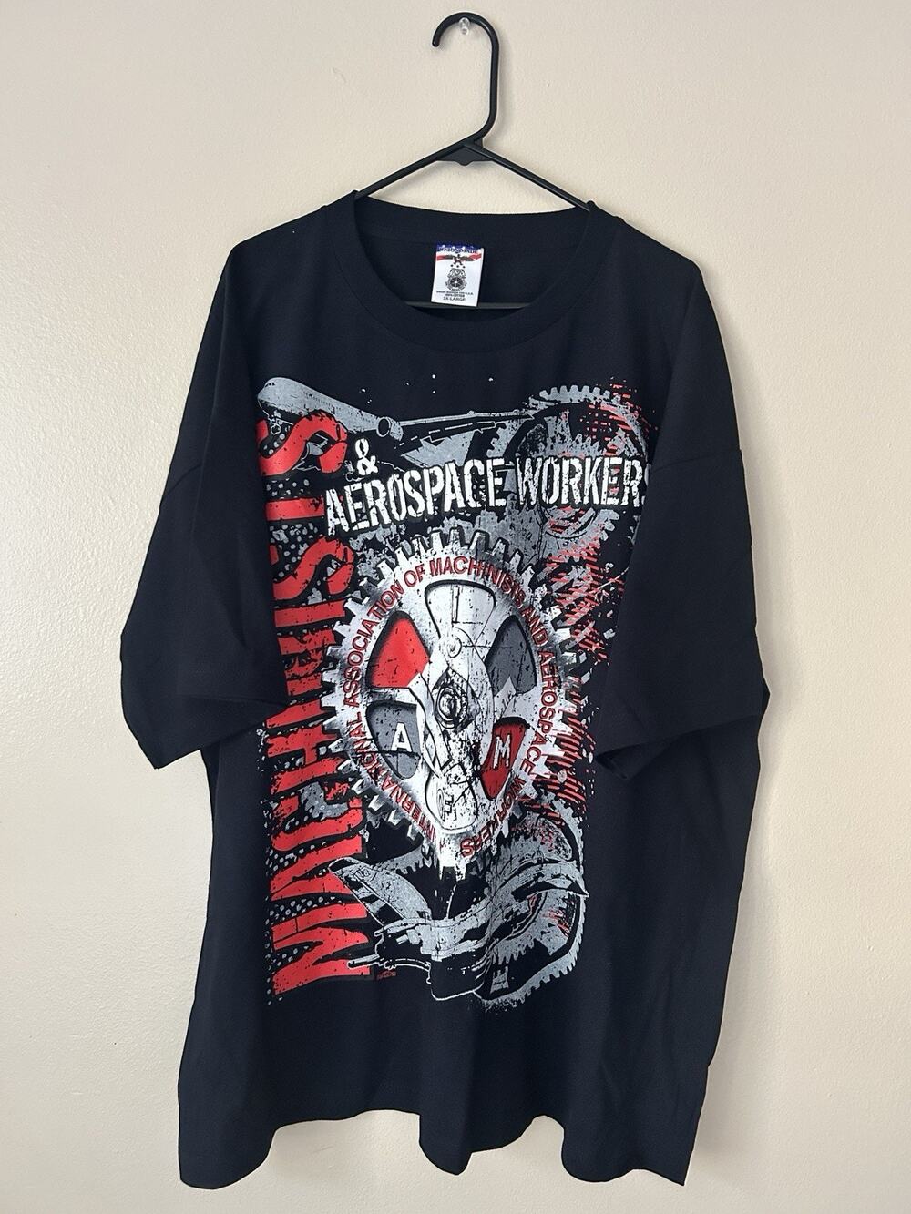 Vintage Machinists Aerospace Workers Union T-Shirt Black 3XL New No Tags